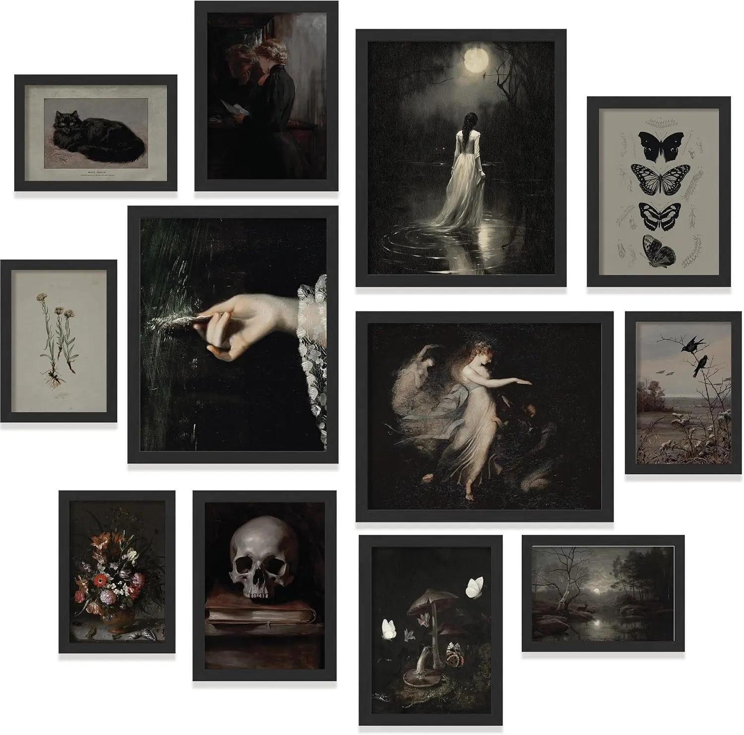 97 Decor 12-Piece Boxed Dark Academia Victorian Gothic Wall Art Prints - Moody Goth Vintage Posters, Bedroom Decor, Unique Aesthetic Room Decorations for Home