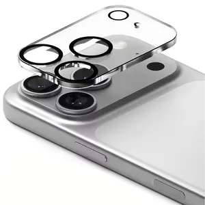 Arc Edge Silk Print Lens Protection Transparent Tempered Glass Film for iPhone 17 Pro Max, Full Coverage Camera Protector, Durable Protective Screen Guard Smartphone Accessories