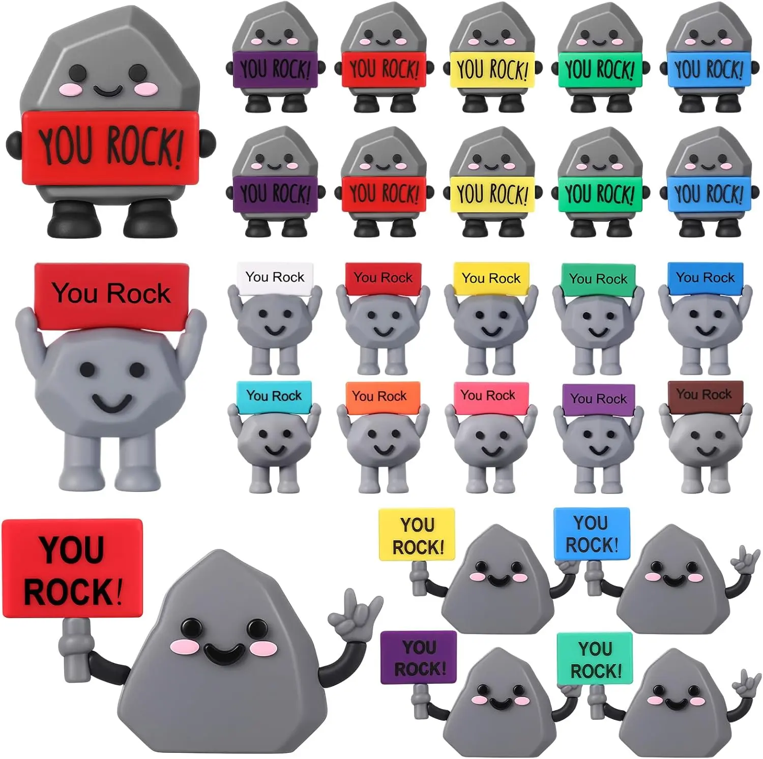Gejoy You Rock Figurine Back to School Gift Positive Office Gift Mini Stone Statue 3D Ornament Motivational Desktop Decor for coworkers Students Teachers Employee Appreciation Gift for Birthday Party Favors