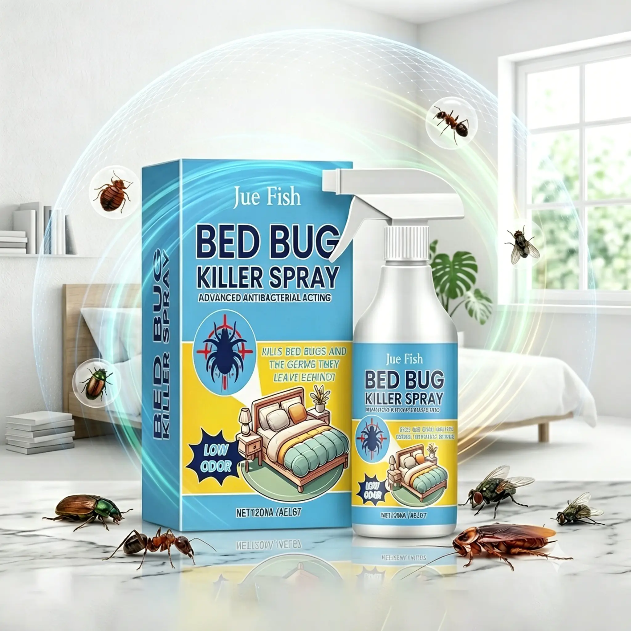 Bed Bug Killer Spray, Fast-Acting Residential Pest Control Solution - Non-Toxic for Kids & Pets, No Cleanup Required