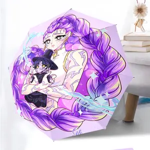 KPop Demon Hunters Rumi08 anime pattern printed new umbrella, 1 self-folding umbrella, portable foldable travel umbrella, windproof rainproof umbrella, outdoor umbrella, Christmas birthday festival gift