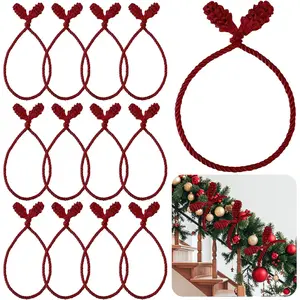 12 count 20 Inches Christmas Garland Ties,  and Flexible Xmas Garlands Wreath Twist Tie for Banister Railing Stairs Tree  Holiday Decoration Craft Wrapping(Burgundy)
