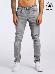 Men's Ombre Denim Jeans, Menswear, Flexible Elastic Tight Fit, Comfortable Stretch Cotton Pants, Casual Daily Wear, Fashion Versatile