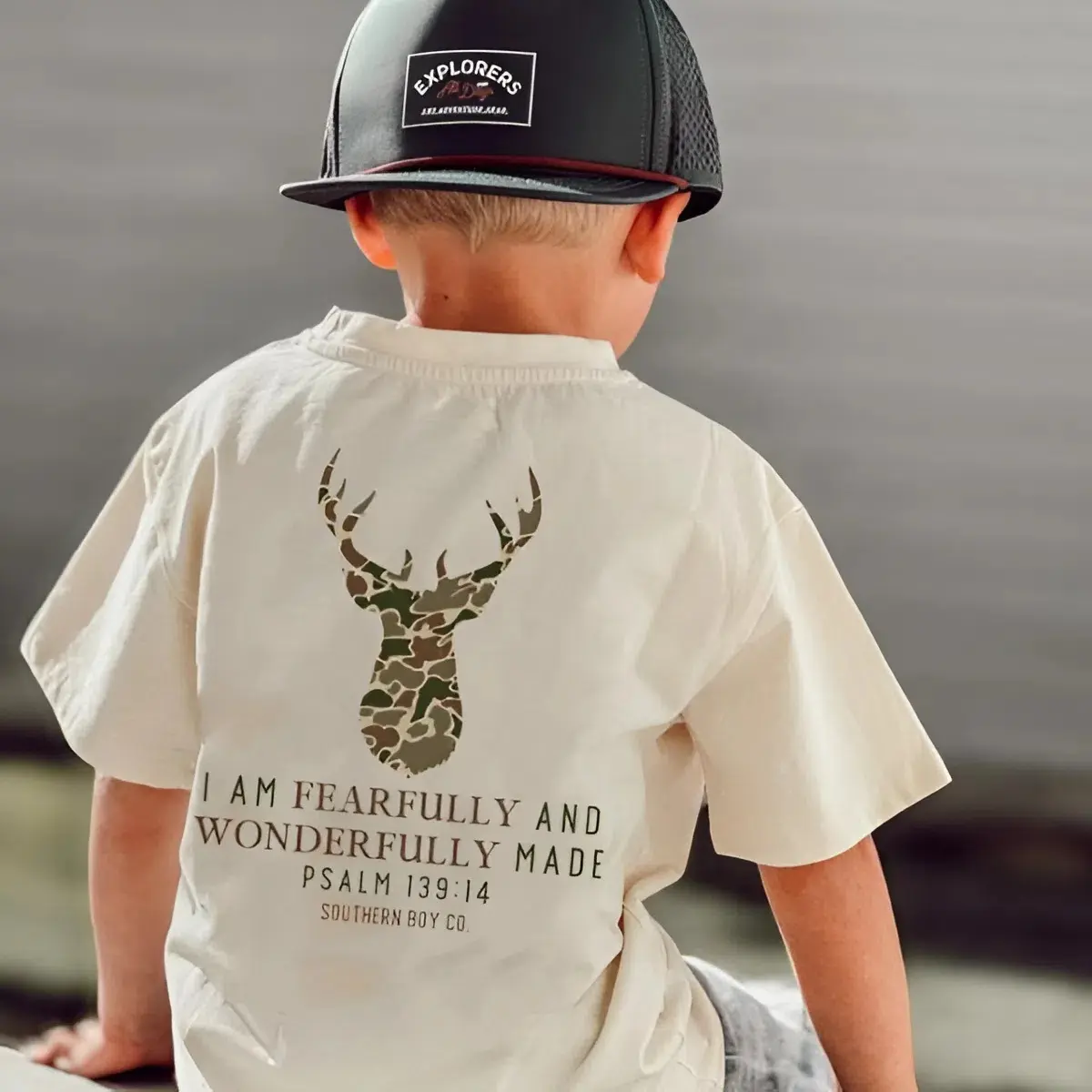Youth and Adult Camo Deer I Am Fearfully & Wonderfully youth and adult shirt, toddler boy clothing, toddler girl clothes, camo shirt, Trending tee, kid clothes, Family shirt, summer outfit, gift for boy and girl, vacation outfit, funny shirt