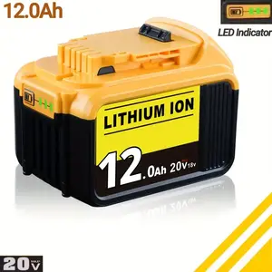 DCB200 20V 12Ah Li-ion Replacement for Dewalt 20V Battery DCD DCF DCG Series Compatible with DCB205 DCB206 with LED Indicator