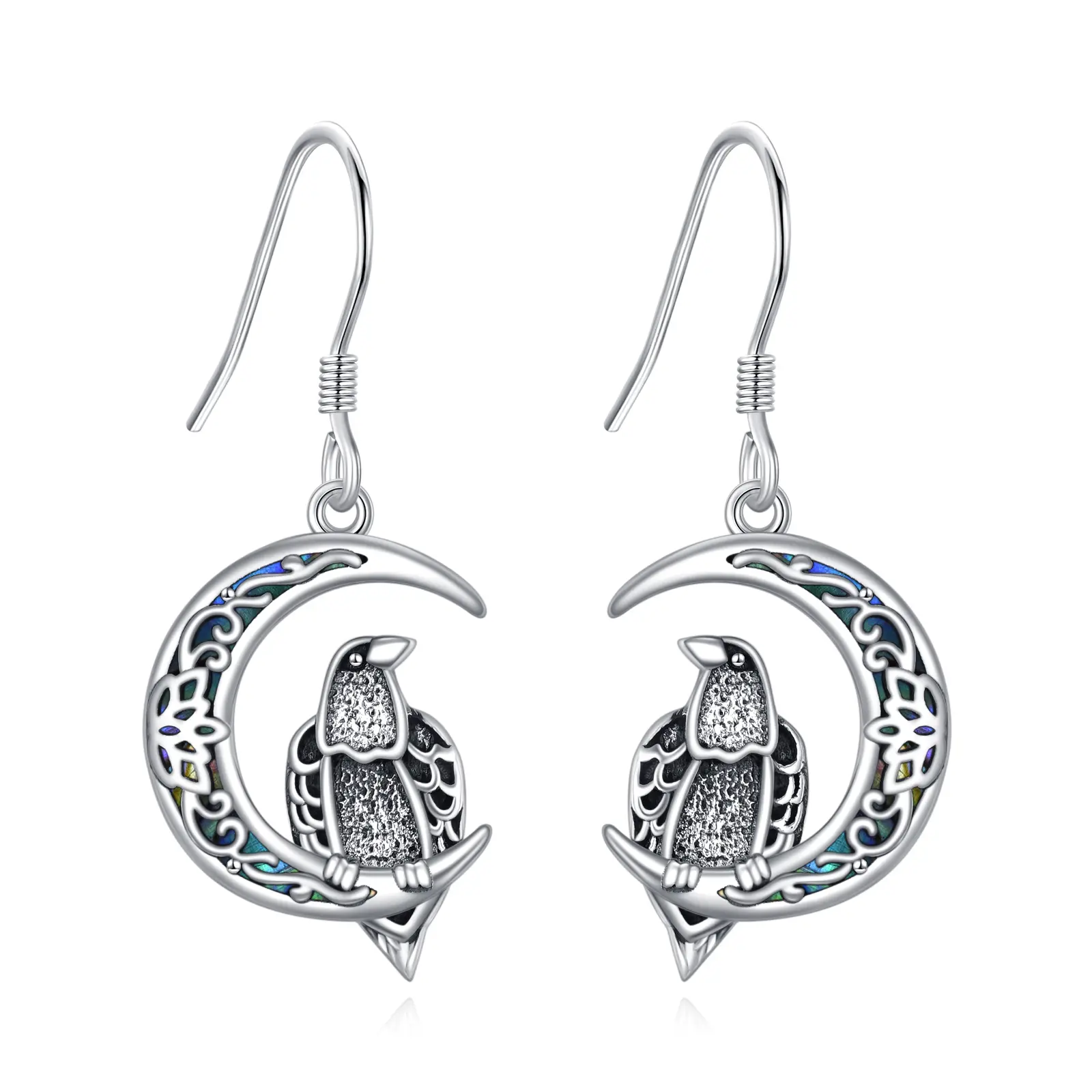 Women's 925 Sterling Silver Classic Dangle Raven Earrings with Crow Motif, Adjustable Length, Gift-Ready Jewelry Accessories