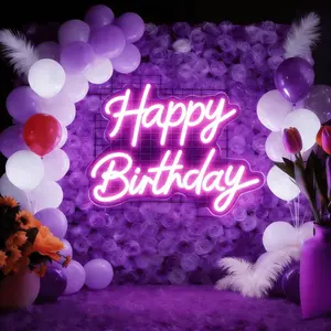 Happy Birthday Neon Wall Decor, LED Lighting Signs Birthday Decor, Home Decor Birthday Lighting LED Signs, Perfect for All Parties - The Best Personalized Birthday Gifts for Girls and Boys (16 ", Warm White)