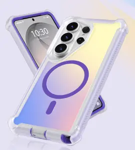 Shockproof MagSafe Case for Samsung Galaxy S26 S25 S24 S23 Ultra Plus Magnetic Cellphone Cover, Durable TPU Protector with Color-Changing Laser Effect, Magnetic Closure, Wireless Charging , Handheld Devices Accessories (Mother's Day Gift)
