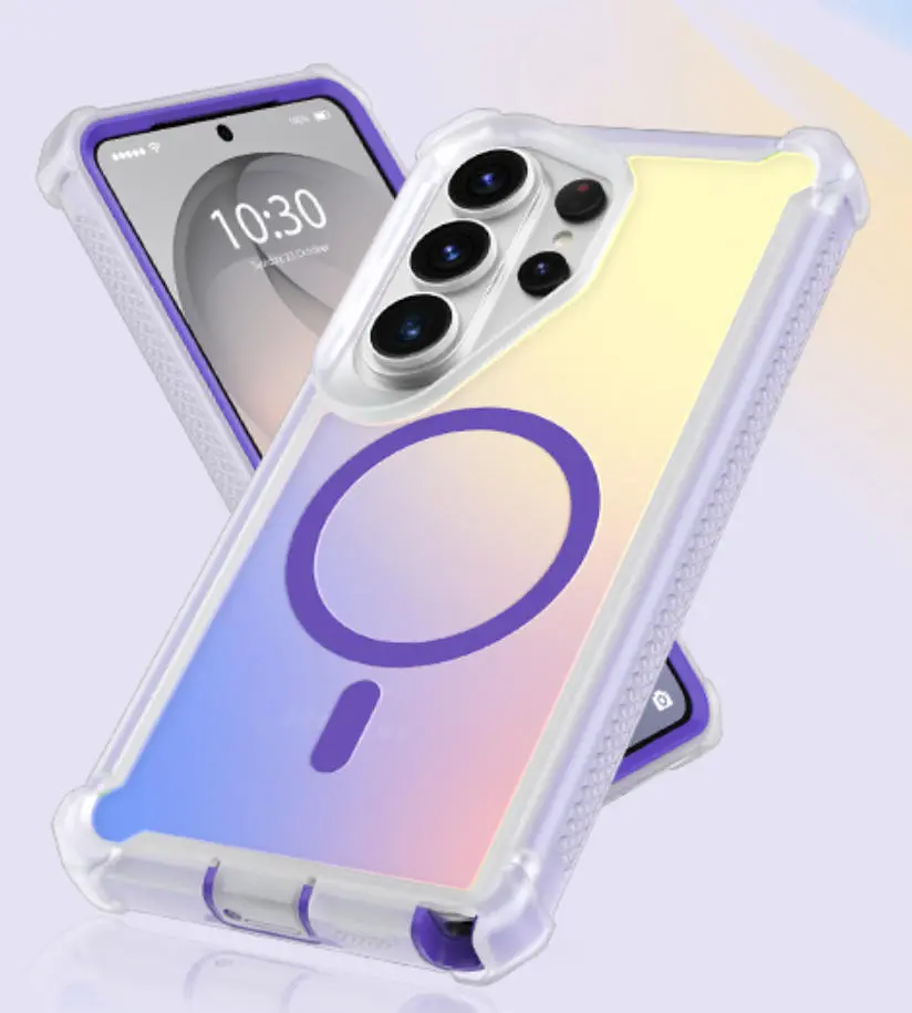 Shockproof MagSafe Case for Samsung Galaxy S26 S25 S24 S23 Ultra Plus Magnetic Cellphone Cover, Durable TPU Protector with Color-Changing Laser Effect, Magnetic Closure, Wireless Charging , Handheld Devices Accessories (Mother's Day Gift)