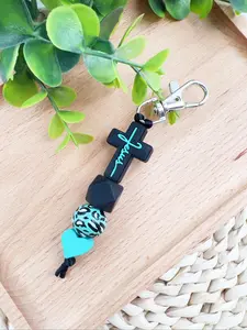Boho Style Leopard Pattern Heart Design Keychain, Fashionable Silicone Beaded Keychain for Women & Men, Trendy All-match Keychain for Birthday Gift, Wooden Keychain