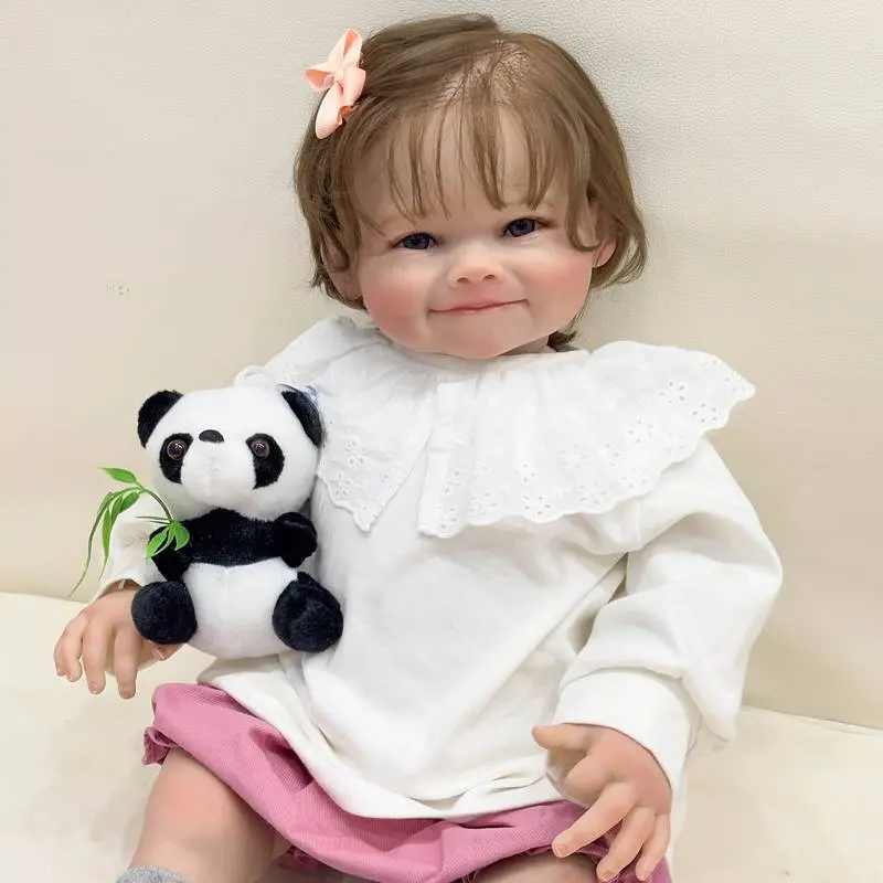 Big Size Realistic Reborn Baby Dolls 24 Inch Reborn Toddler Doll Soft Weighted Cloth Body Real Life Baby Doll Rooted Hair Lifelike Toddler Dolls for Kids Age 3+