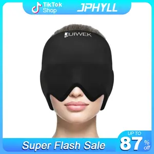 JPHYLL Migraine Headache Relief Cap Gel Ice Head Wrap for Tension Stress Relief Home Office Use Stretchable W Shape Design - Sleeping Eye Mask