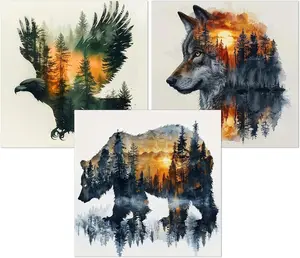 3 Pack Stamped Cross Stitch Kits for Adults - Cross Stitch Kits for Beginners,11 CT Animal Forest Cross Stitch Patterns Dimensions DIY Counted Cross Stitch Kits for Adults Arts Craft 12x12 inch