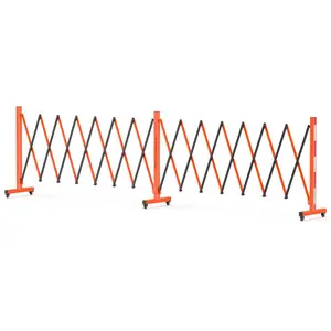 16FT Retractable Scissor Gate Barrier - Expandable Folding Safety Barricade with Locking Wheels - Portable Metal Traffic Blocker and Crowd Control Fencing for Industrial and Driveway Security，Orange