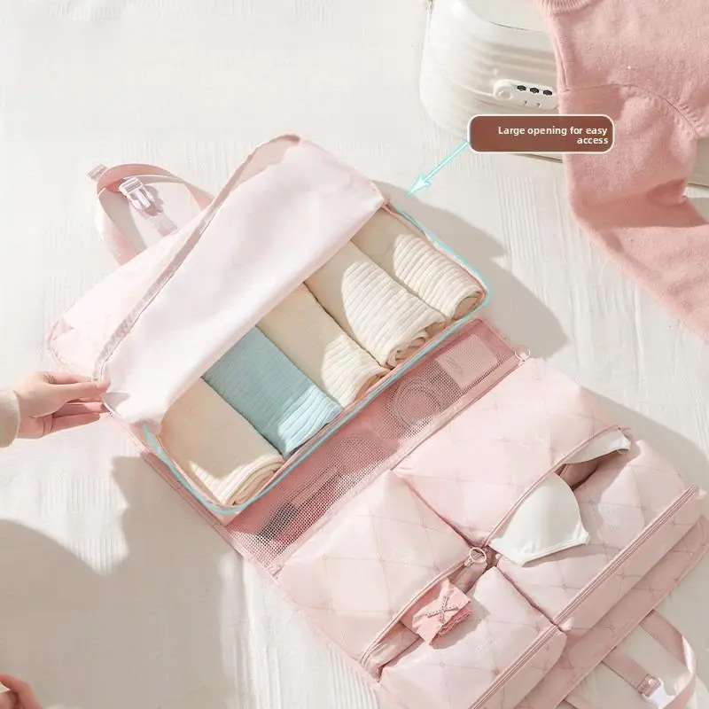 7-in-1 Travel Storage Bag, Foldable Hanging Packing Cube with Compartments for Clothes,,Large Capacity Clothing Washing Cosmetics Storage Bag Pink pack durable holiday diaper portable organizer duffle multifunctional capacity travel bag hand luggage summe