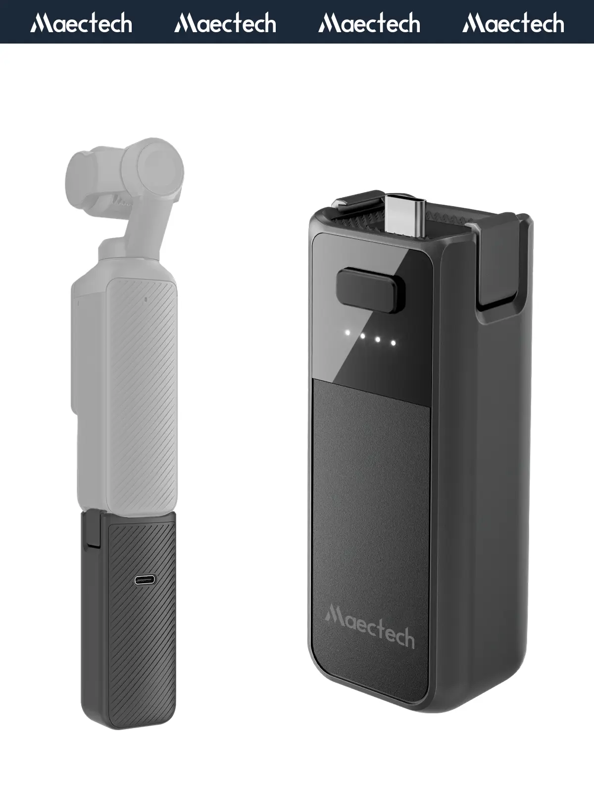 Maectech Fast Charging Battery Handle for DJI Osmo Pocket 3 and Pocket 4 Accessories Battery Grip with Original Factory Battery Cells