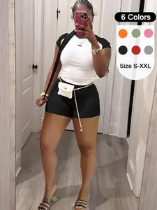 USBoutiqueCHIC Women‘s Contrast Trim Top & Shorts Set | Milk Silk Brushed Knit Lounge Wear, Casual Summer Outfit