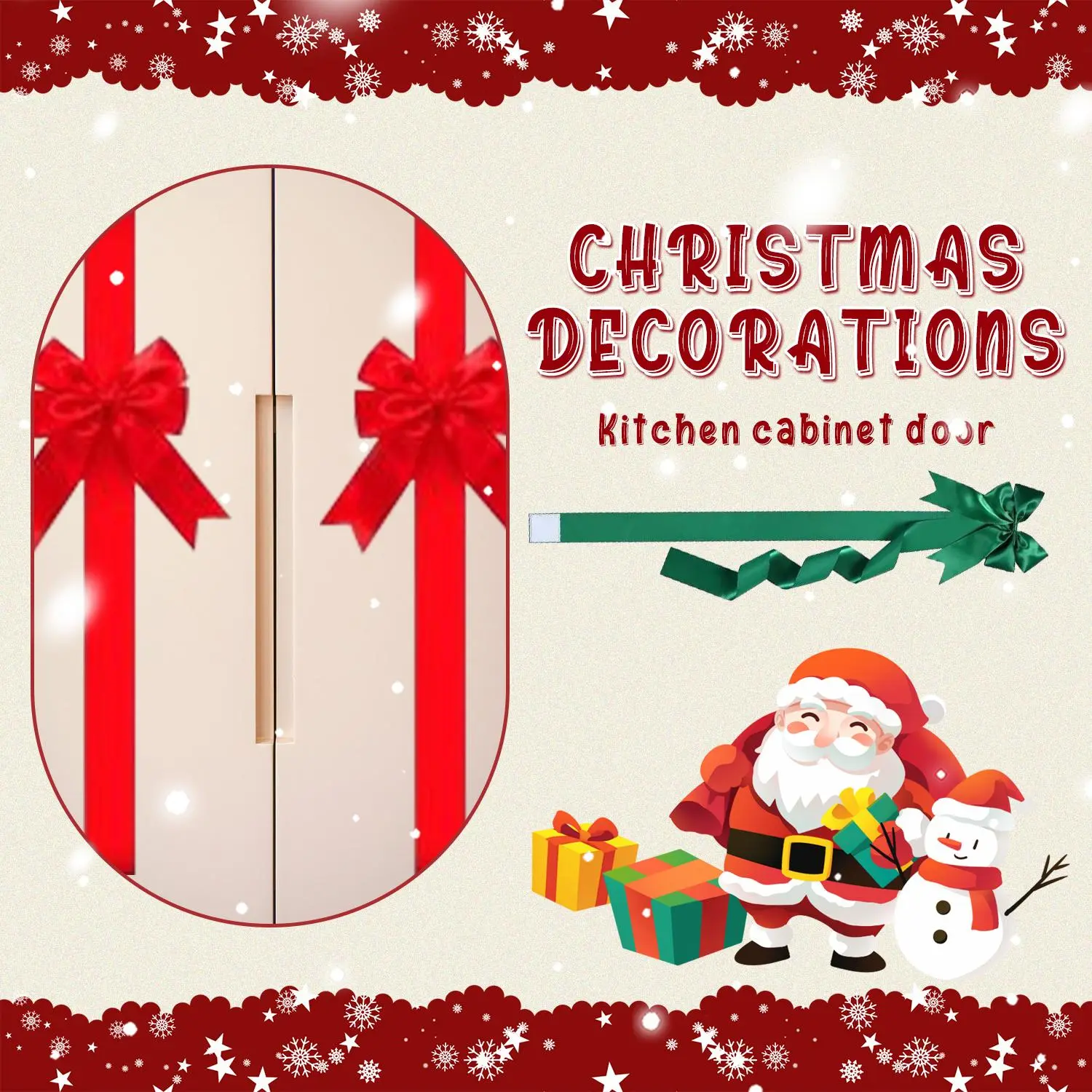 Christmas Cabinet Ribbons Bows Large Red Bow Christmas Door Kitchen Cabinet Ribbon Bows Locker for Xmas Holidays Party Decorations Supplies bows  christmas  tree