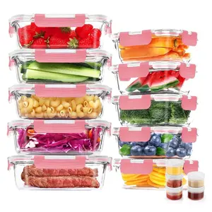 24 Pcs Glass Food Storage Containers with Lids, Glass Airtight Meal Prep Container Set for Lunch, Kitchen Pantry Organizers and Storage, Leak Proof