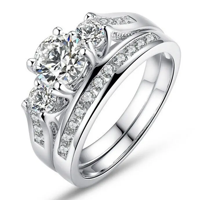 Best-selling couple rings, four-prong inlaid zircon jewelry, exquisite and luxurious light luxury rings