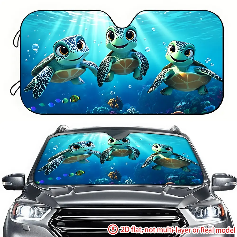 1pc underwater turtle car sun visor 2D high-definition printing, car sun visor effectively blocks sunlight, suitable for SUV, truck, RV front windshield decoration, Car Sunshades For Windshield, Sun Cover For Car Windshield