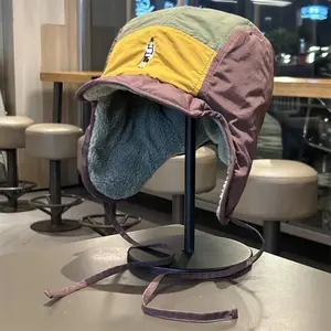 Aeropostale Men's Lightweight Olive Green & Brown Vintage Fleece-Lined Bomber Hat with Adjustable Drawstring Ideal for Skiing Cycling Hiking and Cold Weather Outdoor Activities - Mountaineering Gear