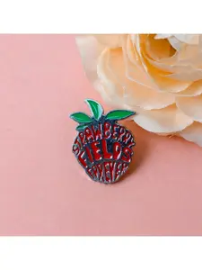 Alloy Enamel Pin Strawberry - shaped Design with “STRAWBERRY FIELDS FOREVER” Text, Perfect for Beatles Fans Lapel Badge for Backpack Jacket Hat Accessories, Durable Metal Pins Shaped Badges, Alloy Brooch Pin