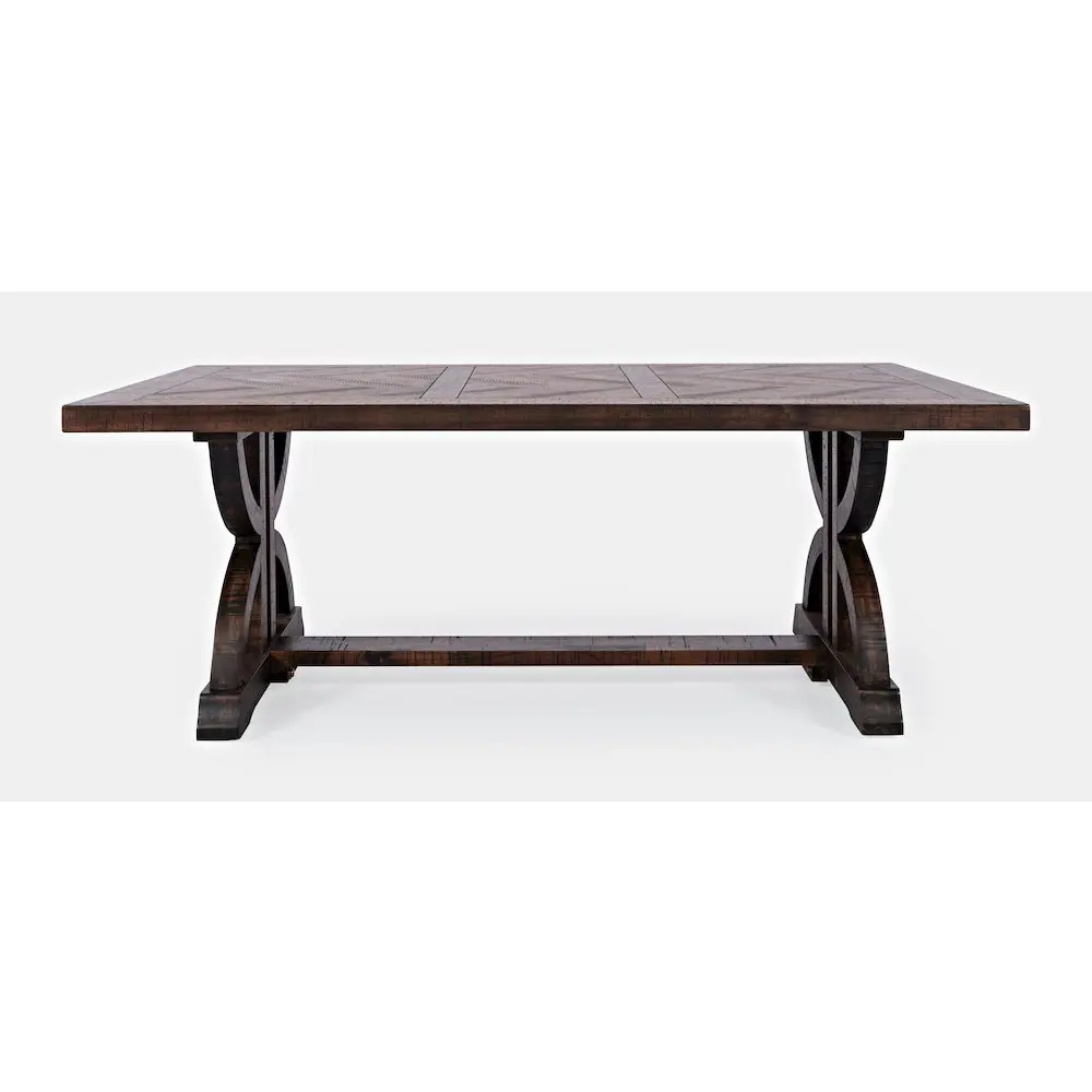 Distressed Acacia Wood Rectangular Rustic Farmhouse Coffee Table - Fairview Transitional Herringbone Pattern, Generous Surface Indoor Living Room Furniture