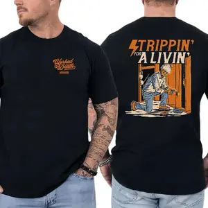 Strippin’ For A Livin T-Shirt, Electrician Funny Work Shirt, Blue Collar Trades Graphic Tee for Electricians & Contractors, Gift for Skilled Workers-DK.X