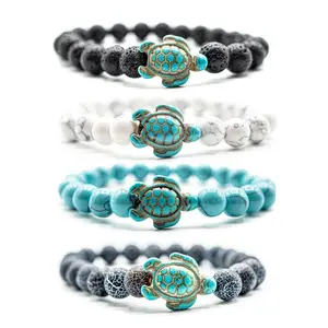 Akor Men's Natural Stone Turtle Chakra Bracelet Boho Vintage Nature-Inspired High-Quality Material One Size Fits Most for Adults