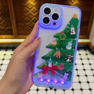 LED Christmas Tree Phone Case, Compatible with iPhone 11/12/13/14/15/16/17 Pro/Pro Max/Plus, Stylish Protective Cover, Unique Design for Daily Use, Protective Casing