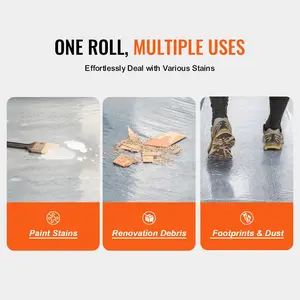 VEVOR Carpet Protection Film, 24" x 50' Floor and Surface Shield with Self Adhesive Backing & Easy Installation, Polyethylene Adhesive Car Mat Protector Roll for Construction & Renovation