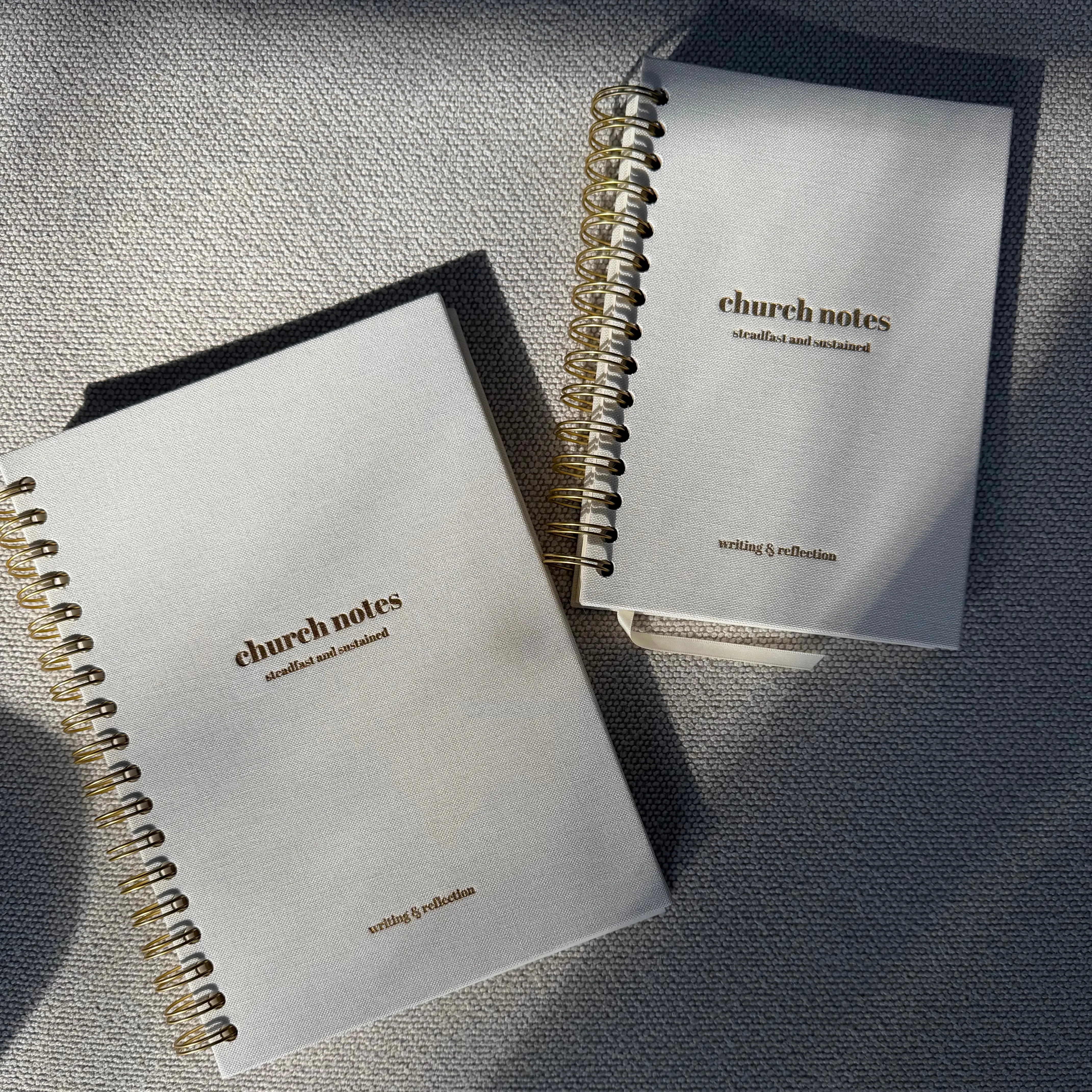 Church Notes Journal - Larger Size (7 x 10"), Spiral Linen by Steadfast and Sustained - Christian Sermon Notebook to Write Verses, Key Points, Notes, and Apply the Message - Men or Women Gift Idea