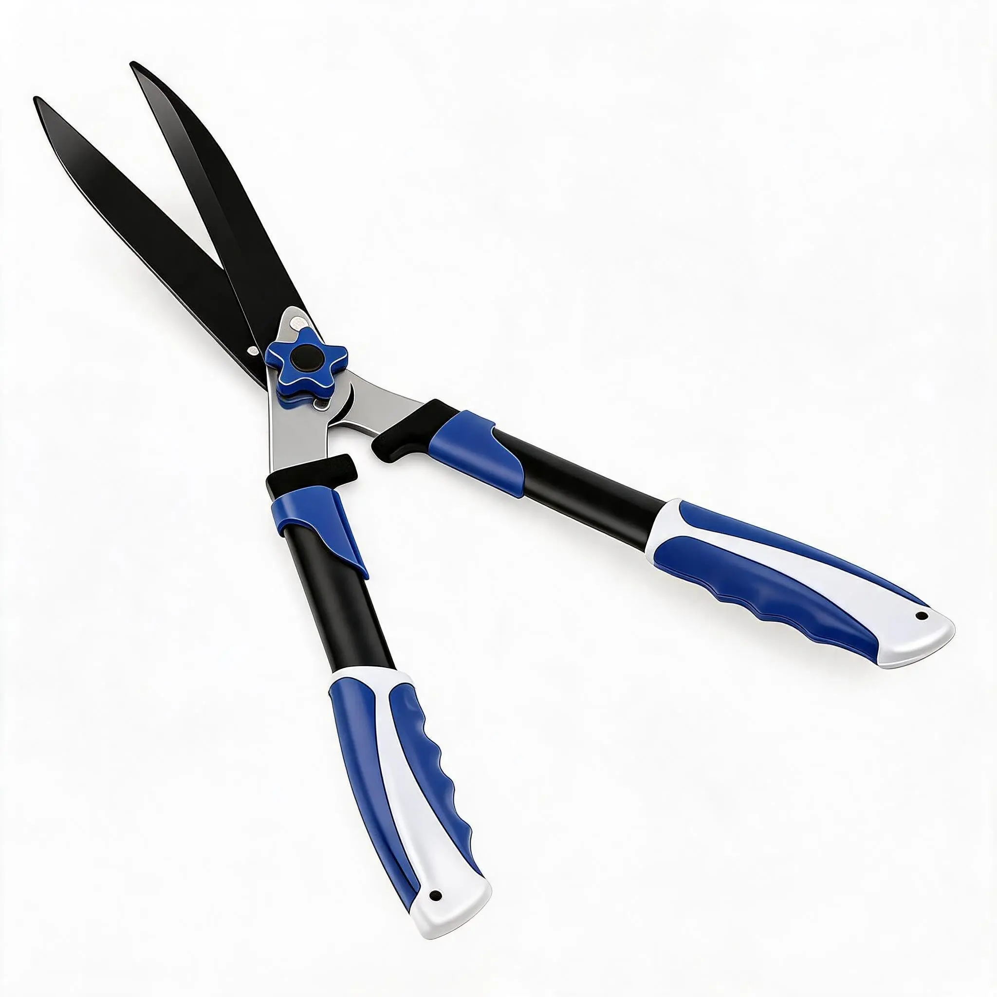Heavy Duty 24-Inch Hedge Shears – Wavy Blade Garden Pruning Scissors – Shock-Absorbing Bumpers for Comfort – Ideal for Trimming Borders, Boxwood, Bushes, Tall Hedges – Handheld Manual