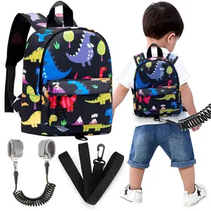 BY-022  Toddler Backpack Leash, Cute Baby Backpacks with Anti Lost Wrist Link, Mini Kids Backpack Harness Leash for Outdoor Travel, Adorable Dinosaur Backpack Tether Walking Harness for Boys 1-3