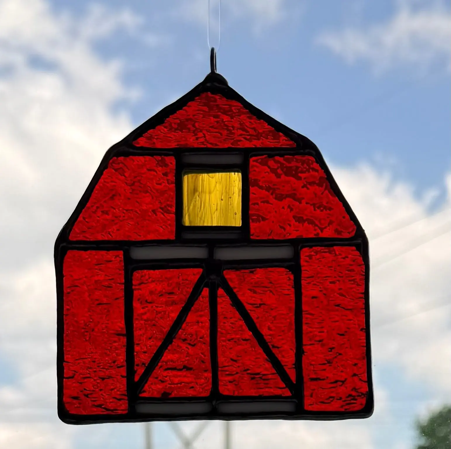 Custom Stained Glass Red Bard Sun Catcher