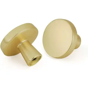 5pcs Gold Cabinet Knobs for Dresser Drawers Kitchen Hardware Handles Brushed Brass Modern Round Knob,Zinc Alloy