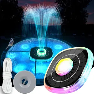 Solar Fountains with Lights, 2025 Upgrade Solar Bird Bath Fountain Pump, Floating Solar Powered Water Fountain Outdoor, 4000mAh Battery Solar Birdbath Fountains for Pool,Pond,Garden-White