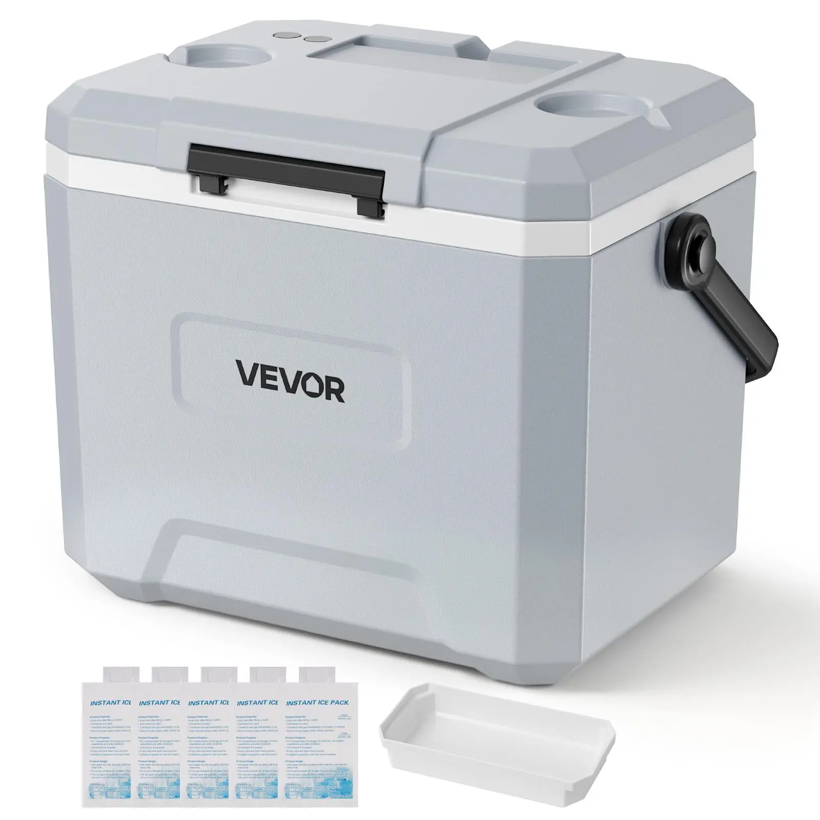 VEVOR 24QT Hard Cooler - Leak-Resistant Can Cooler with 48-Hour Ice Retention, Insulated Camping Supplies, Heavy-Duty Cooler Carry Handle, Ultra-Light for Hiking/Camping, Sports and Leisure#BackToSchool