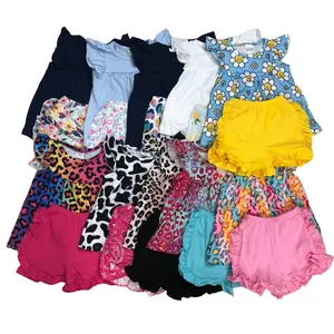 Girl Summer Outfit Girl Summer Shorts Set  Flutter Sleeve Cloths