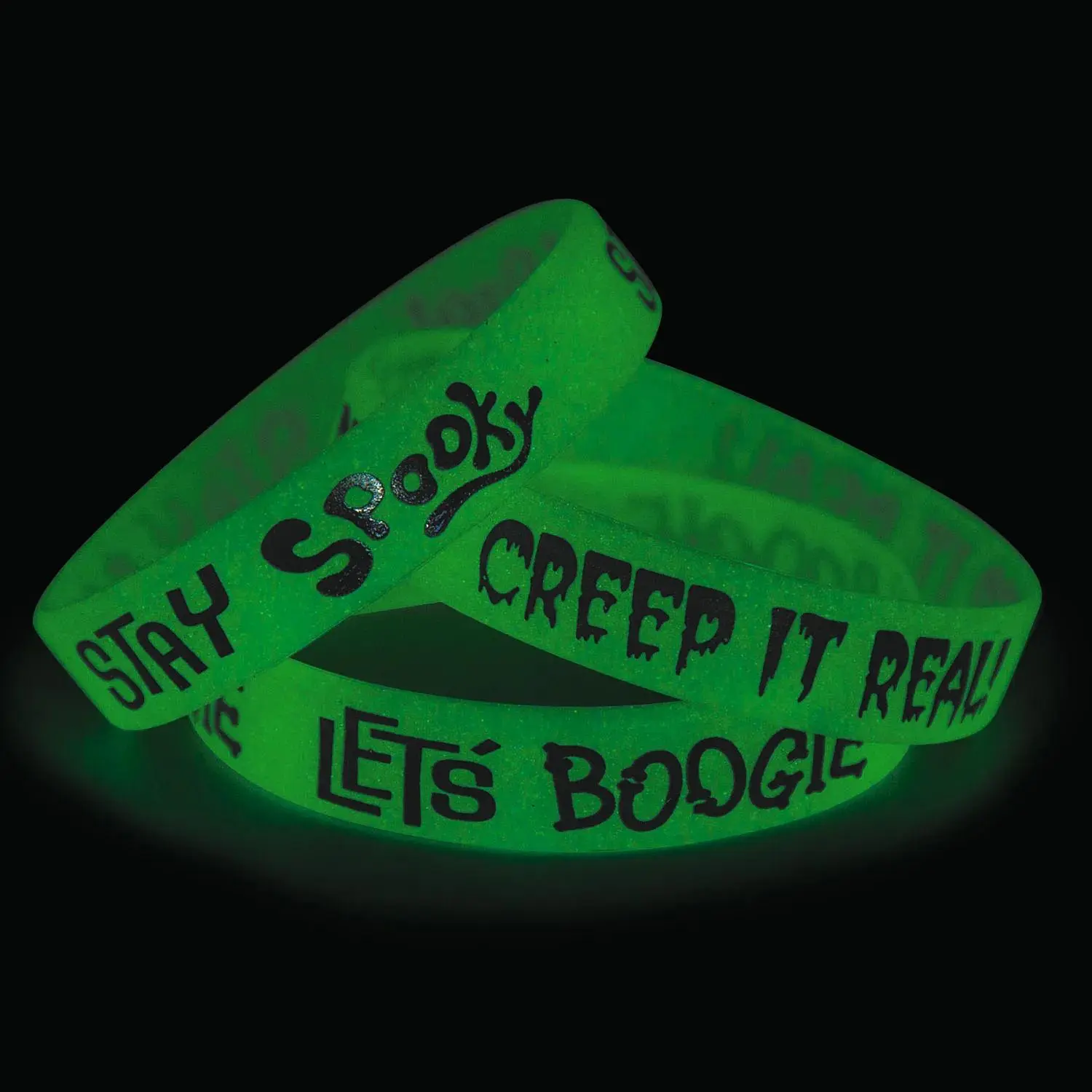 White Glow-in-the-Dark Halloween Rubber Bracelets - 12 Pc.