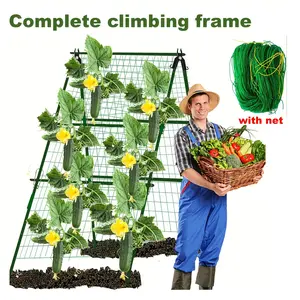 Complete Cucumber Climbing Lattice, Durable Plastic Frame, Ideal for Climbing Plants Vegetables Flowers, Garden Support, Garden Obelisk Trellis, 11mm Diameter 40cm Pole + Accessories