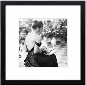 , 12x12 Solid Wood Frames with Tempered Glass, Display 12x12 or 8x8-inch Pictures, Black, Wall Display