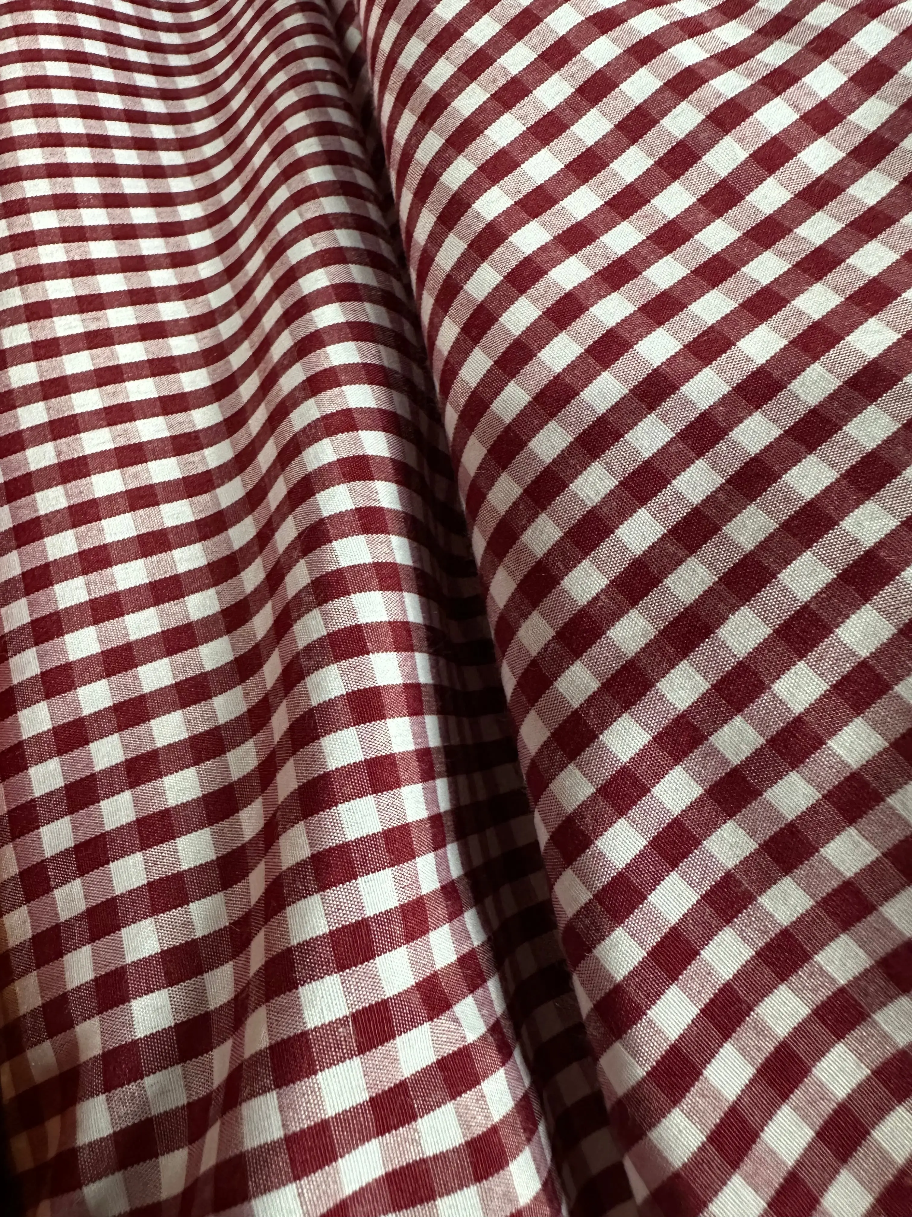 Burgundy Gingham Fabric 60"x 36"