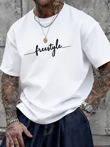 Freestyle Handwritten Streetwear Print T-Shirt, Unisex Oversized Loose Fit, Breathable Skin-Friendly, American Street Style