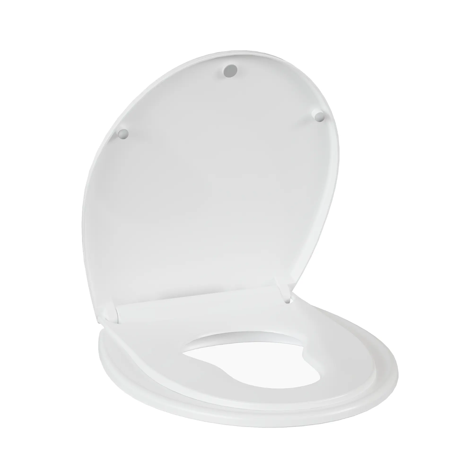 Contoured 17-in Round All-White Toilet Seat Cover, Quick-Release Full-Flat PP Plastic Heavy-Duty Toilet Seat for Standard Bathroom Fixtures, Easy to Install, Contoured Seat