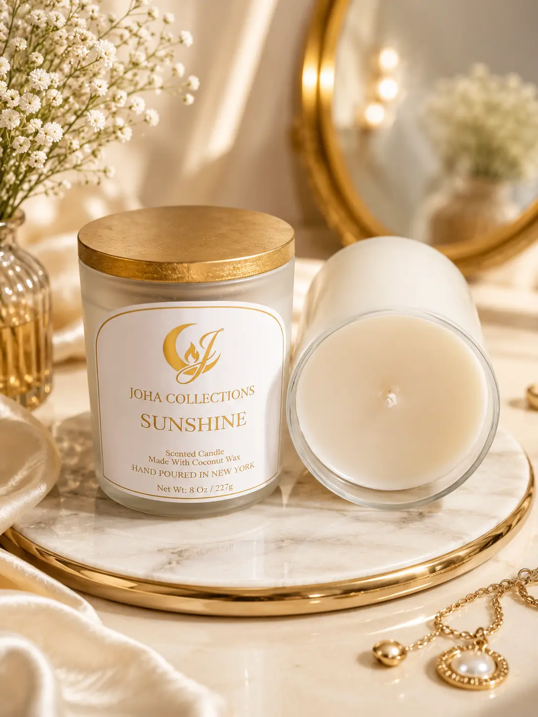 JOHA COLLLECTIONS Sunshine scented candle-mango & coconut milk -8 oz
