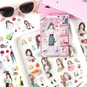30 Sheets Flower Shadow and Poetry Themed Sticker Book, Character Decoration for Journals, Water Bottles, Phone Cases