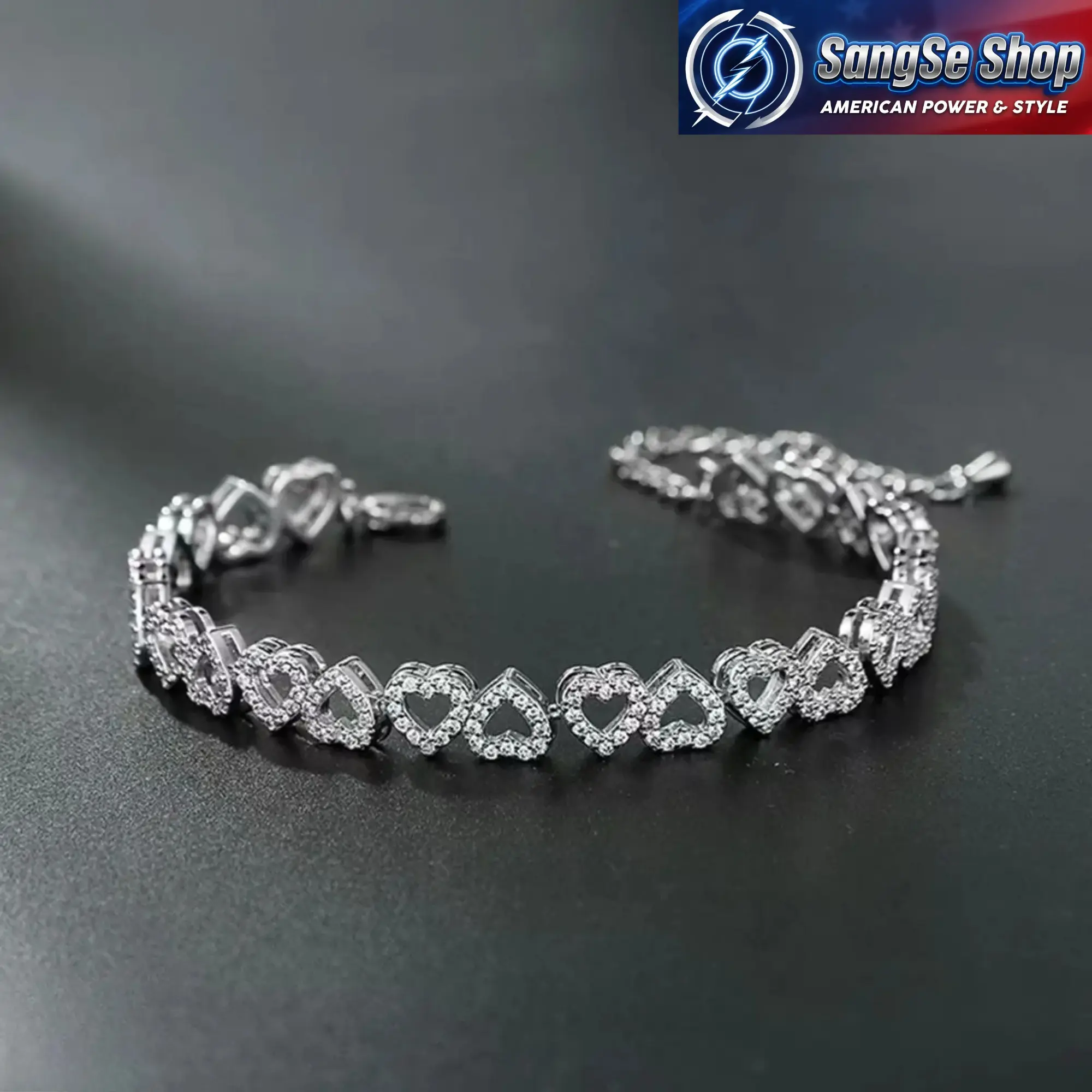 Dainty Heart Charm Bracelet for Women, Exquisite Trendy Crystal Rhinestone Jewelry, Adjustable Stackable Wrist Accessory for Party & Wedding, Rhinestone Bracelets, Exquisite Trendy Bracelet