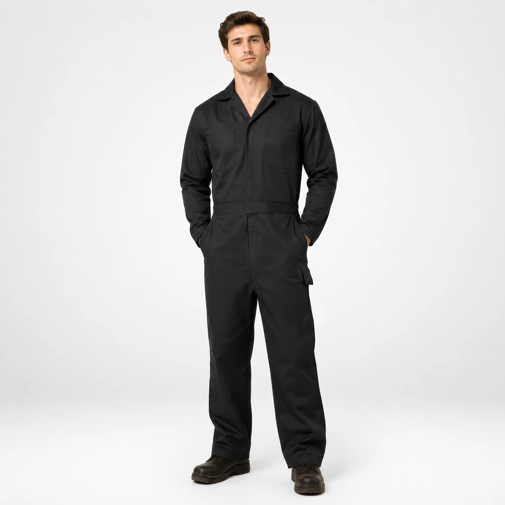 Men’s Twill Coverall Relaxed Fit Long Sleeve Utility Work Wear